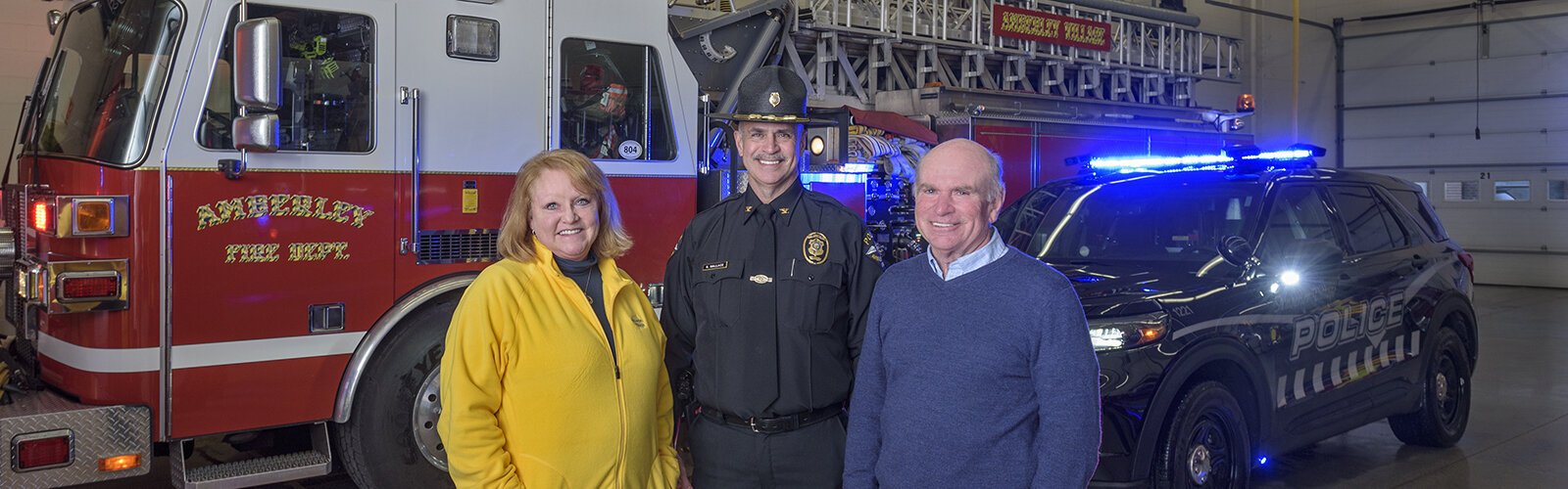 l. to r. Tammy Reasoner, Clerk of Council & Executive Asst. to the Village Manager; Richard L. Wallace, Amberley Village Police-Fire Chief; Thomas C. Muething, Mayor of Amberley Village