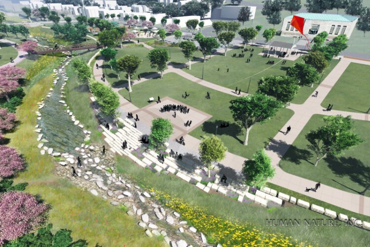 A rendering of the new greenspace in South Fairmount