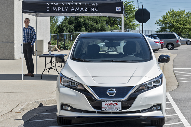 Nissan offered opportunities to ride in or drive electric vehicles.