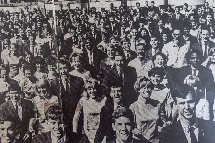 Susan (bottom left) at the 1964 Beatles concert.