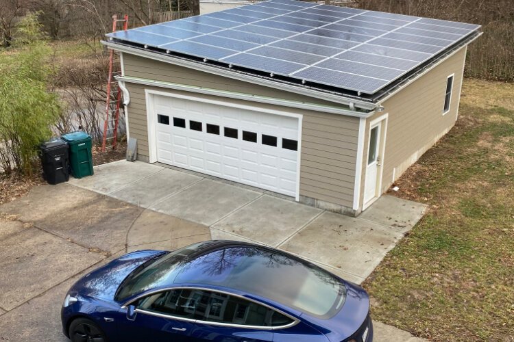 Remco DeJong built his own solar paneled garage.