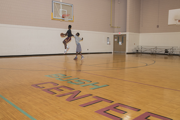 Children play on the basketball courts at Bush Rec Center.