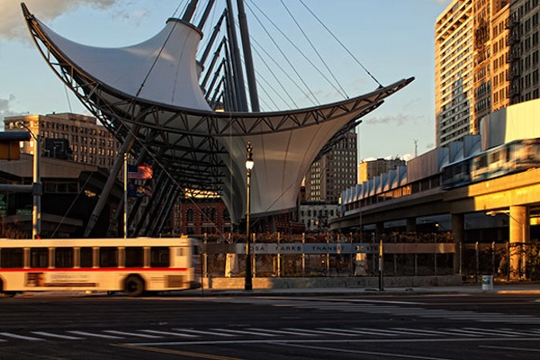 The new Detroit streetcar will connect through the Rosa Parks Transit Center.