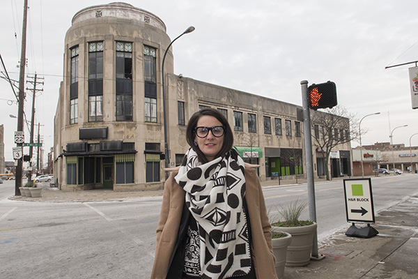 WHRF's Thea Munchel at the Paramount Building at the corner of Gilbert and W. McMillan avenues.