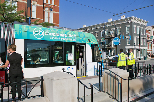 Cincinnati's streetcar operates on a 3.6-mile loop and features 18 distinct stops.