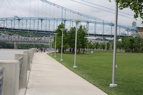 The Ohio River Trail is in the shadow of every bridge that connects downtown to NKY.
