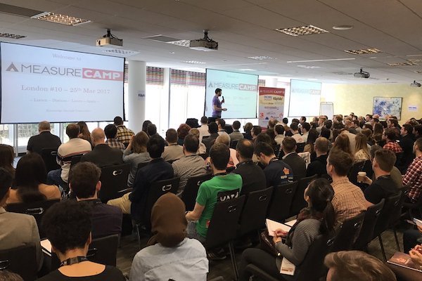Attendees gather at a recent MeasureCamp un-conference.