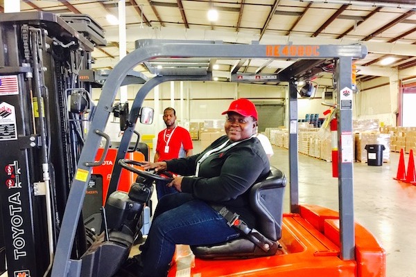  Students learn a variety of skills, including how to operate a forklift. 