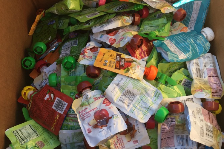 Many people don't realize that snack pouches are not recyclable.