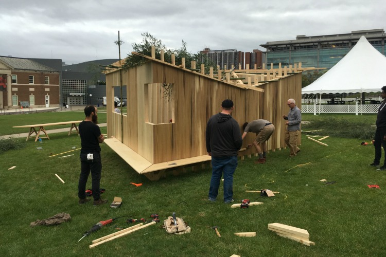 Six students with no previous architectural experience designed and built this sukkah in three weeks for the Hillel Foundation, who funded the project.