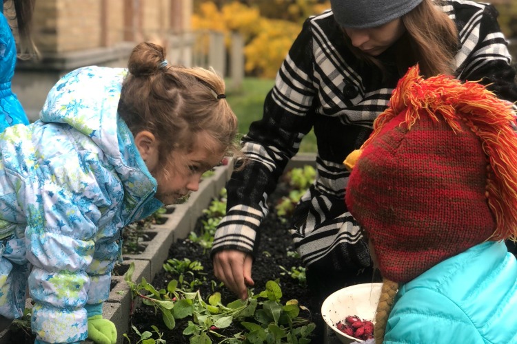 Community gardening is part of the curriculum.