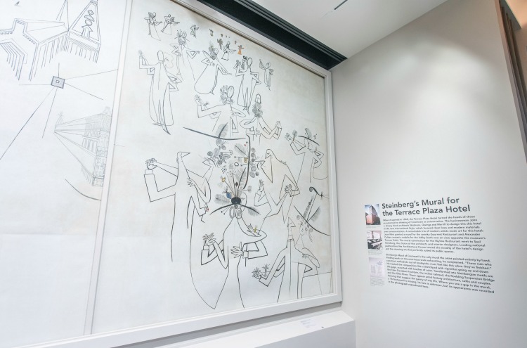 Saul Steinberg's mural for The Terrace Plaza Hotel is on public view in the Schmidlapp Gallery. 