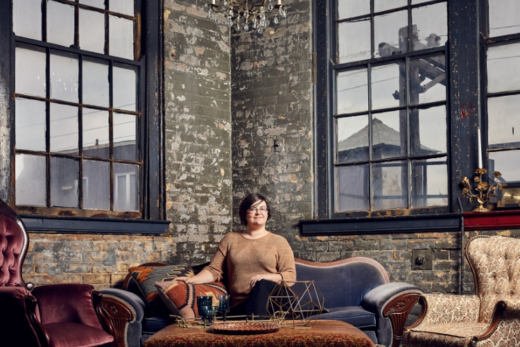 Amber Zaragoza in the Queen City Vignette Studio, a Cincinnati and Northern Kentucky area rental company that specializes in beautiful vintage and specialty furniture, accessories, and oddities. 