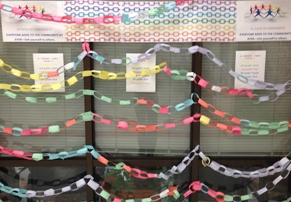 Grade school students documented their good deeds during Kindness Chain Reaction days