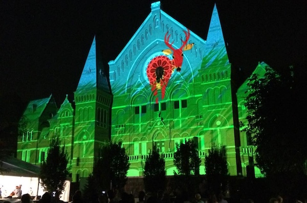 Snell designed part of last year's Lumenocity show using a Charlie Harper theme 