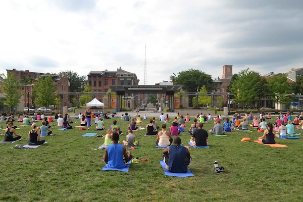Rachel Roberts has led free yoga classes in Washington Park since 2013