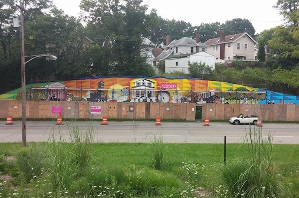 The Evanston mural work is progressing in this photo from late July
