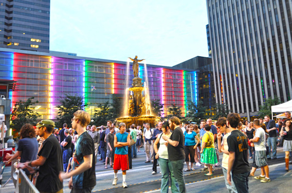 Russell says Fountain Square is prime for watching people — and prospective partners.