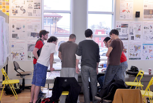 Students learn design concepts from Frank Russell, longtime director of UC's Niehoff Urban Studio.