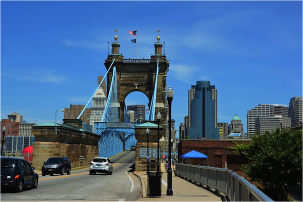 Open since 1867, the Roebling Bridge spans over 2,000 feet from shore to shore. 