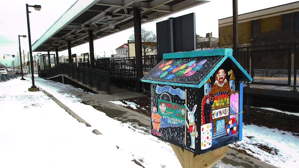 Patricia Arroyo's Little Free Library at the train station in Asbury Park, N.J.