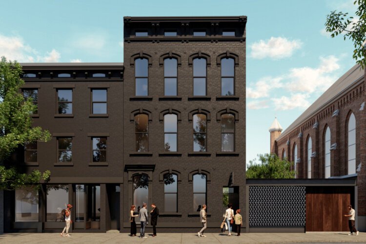 An artist’s rendering shows the final vision for the new Bader + Simon gallery in Over-the-Rhine, at 1532 Race Street.