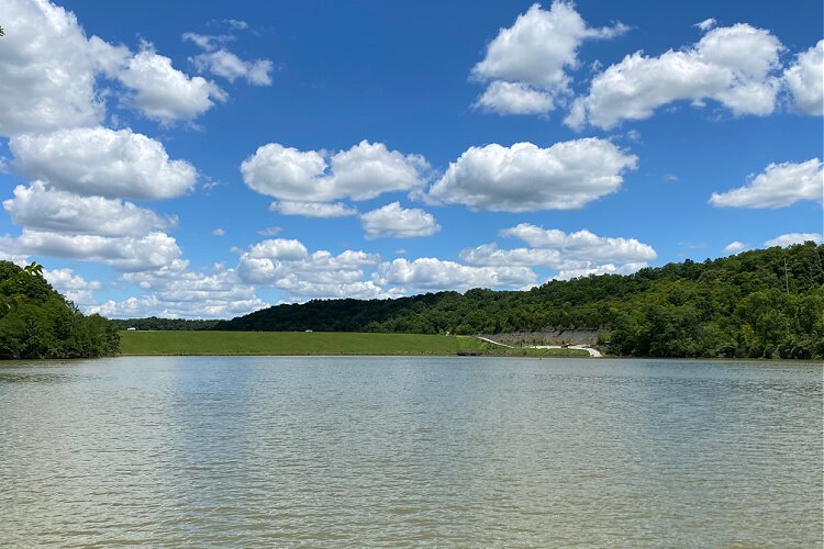 Doe Run Lake empties into Banklick Creek, located on Bullock Pen Road, off of KY 17 in Kenton County. The approximately 30-acre lake Is surrounded by hiking trails and secluded picnic areas for a total of 183 acres of park space.