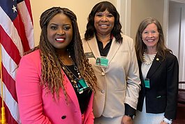 Hamilton County Commissioners, l to r, VP Alicia Reece, President Stephanie Summerow Dumas, and Commissioner Denise Dreihaus