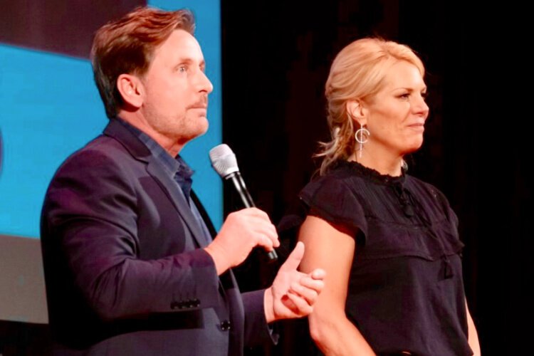 (l to r) On stage: Emilio Estevez and Kristin Erwin Schlotman