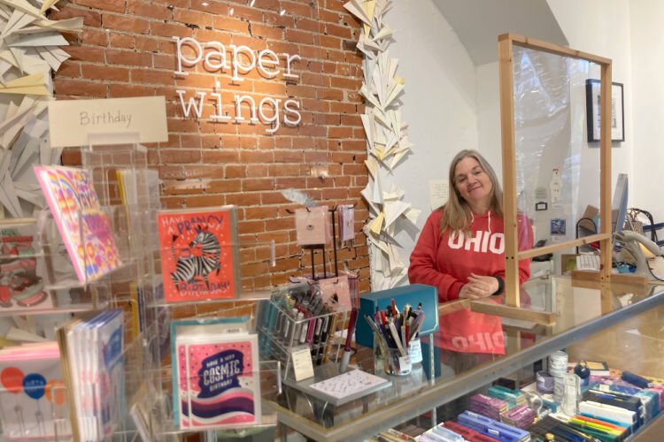 Co-owner Carolyn Deninger, Paper Wings, Vine Street district.