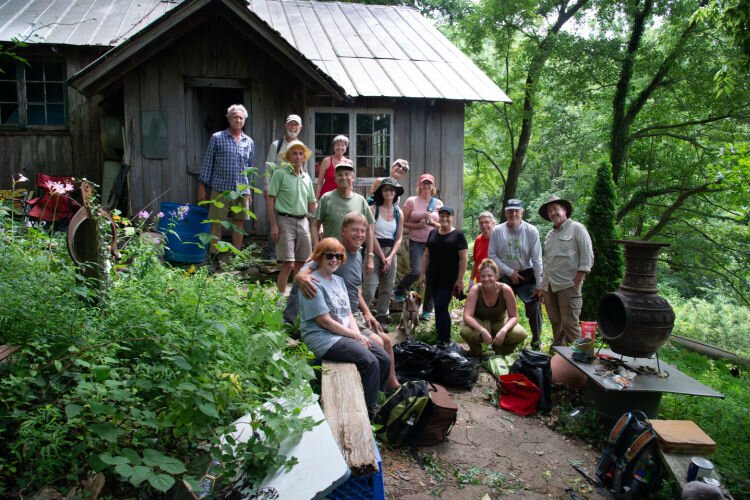 Volunteers gather at Hubbard’s Payne Hollow site.