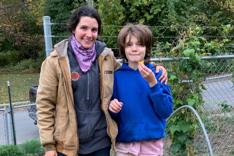 Farmer/owner April Pandora and Farm Apprentice, Petra, at Eden Urban Gardens in Avondale.