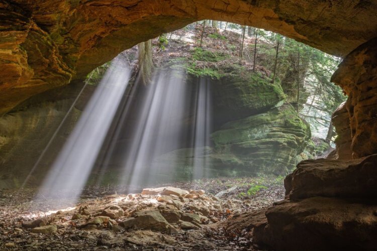 Ash Cave Eastern Reserve in Hocking Hills has been set aside as a quiet forest refuge and remains undeveloped.