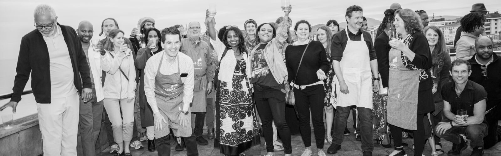 Posing on the seaside terrace at the Cachi Bachi gastronomical club.