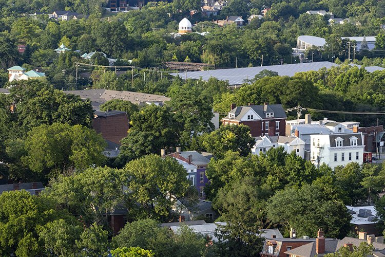 Panorama tour: View of Cincinnati Zoo Elephant House from the top floor of Crosley Tower..
