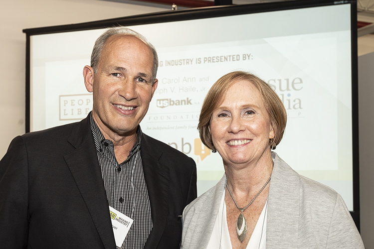 Dan Meyer, left, of Cincinnati’s Nehemiah Manufacturing, and Peggy Zink of Cincinnati Works, shared how they work to create job opportunities for people who need a second chance.