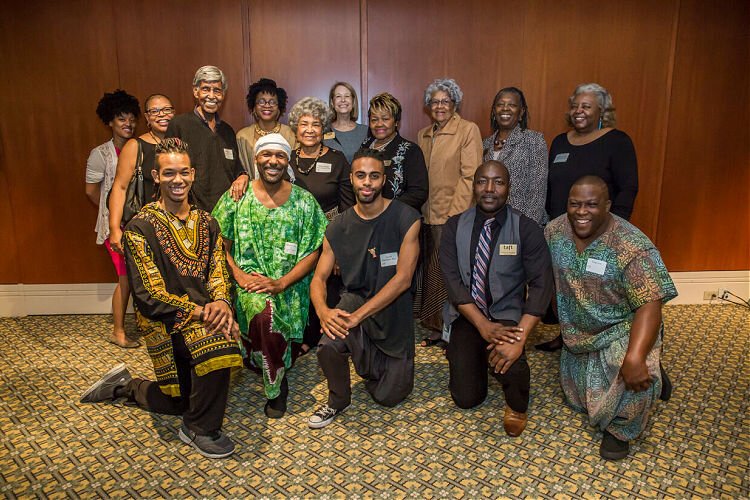 Duncanson Society Members and Taft Staff with 2017 Duncanson Artist-in-Residence, Stafford Berry (choreographer, dancer). 