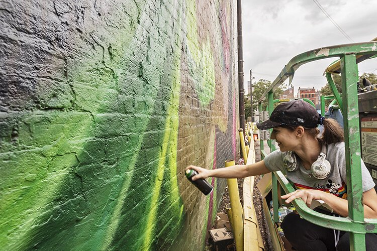 Soapbox photographer Gary Kessler got a sneak peak of the murals being created on Pleasant Street. The following images are just a few of the installations that will be finished before BLINK.