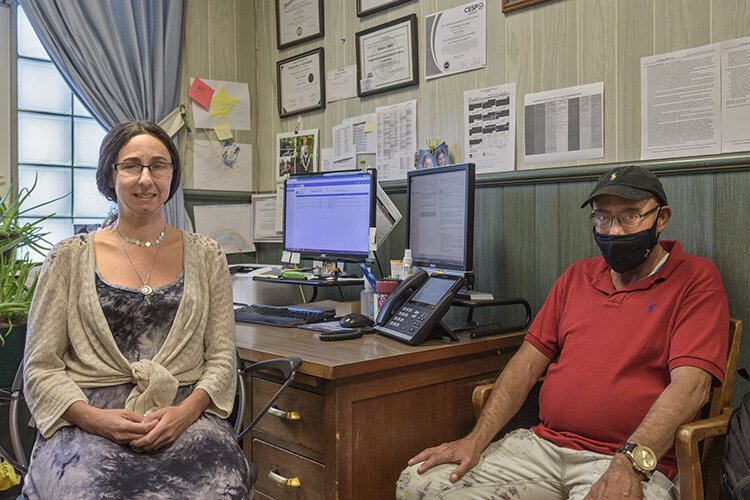 Vocational rehabilitation coordinator Amy Stullenberger with student David Perry