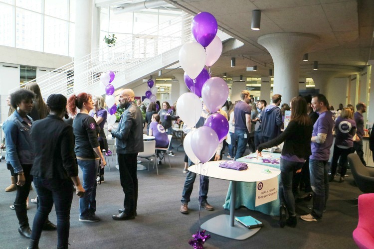 A large crowd showed up in support of International Women's Day.