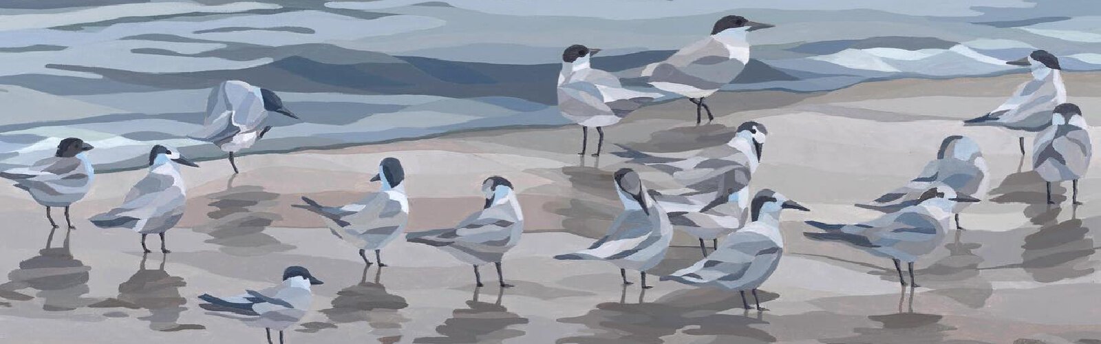 Mike Hensley’s acrylic work, Gray Day Birds, showcased at Gallery 708 in Hyde Park. 