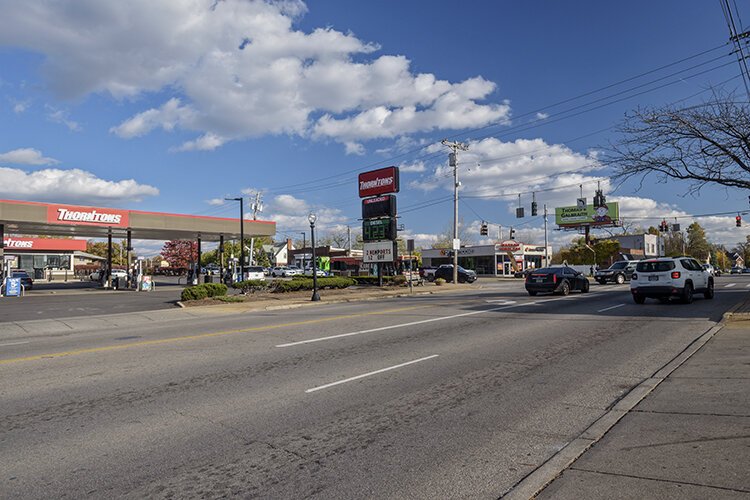 The far corner of the intersection of Colerain Avenue and North Bend Road is where Mt. Airy leaders are seeking to redevelop a 2.5-acre parcel of land into small retail outlets and restaurants.
