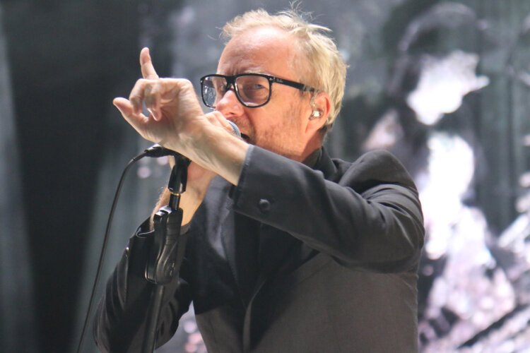 The National’s Matt Berninger feeling the music during the band’s Friday night performance.