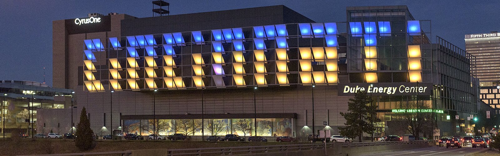 Cincinnati lights up in solidarity with the Ukraine.