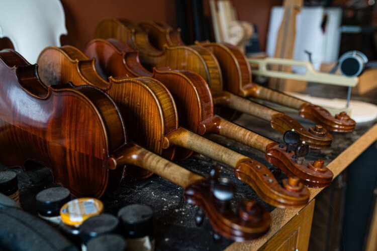 Gray says most hand-built instruments are modeled after design standards created hundreds of years ago by famous makers like Antonio Stradivari and Andrea Amati.