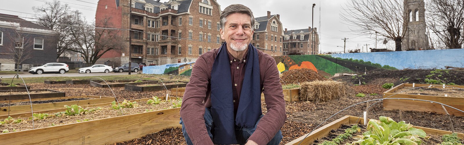 Gary Dangel, the food access coordinator for WHRF, delivers fresh-picked produce to residents.