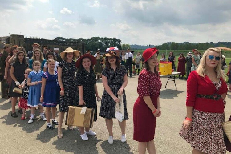 All ages participate in the vintage costume contest during 1940's Day.