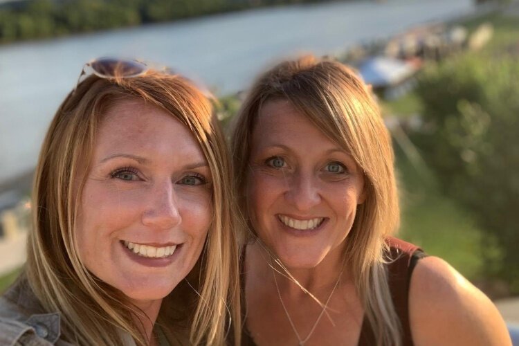 Jessica Haag and Niki Marengo in Damascus, Va., about to embark on the Appalachian Trail.