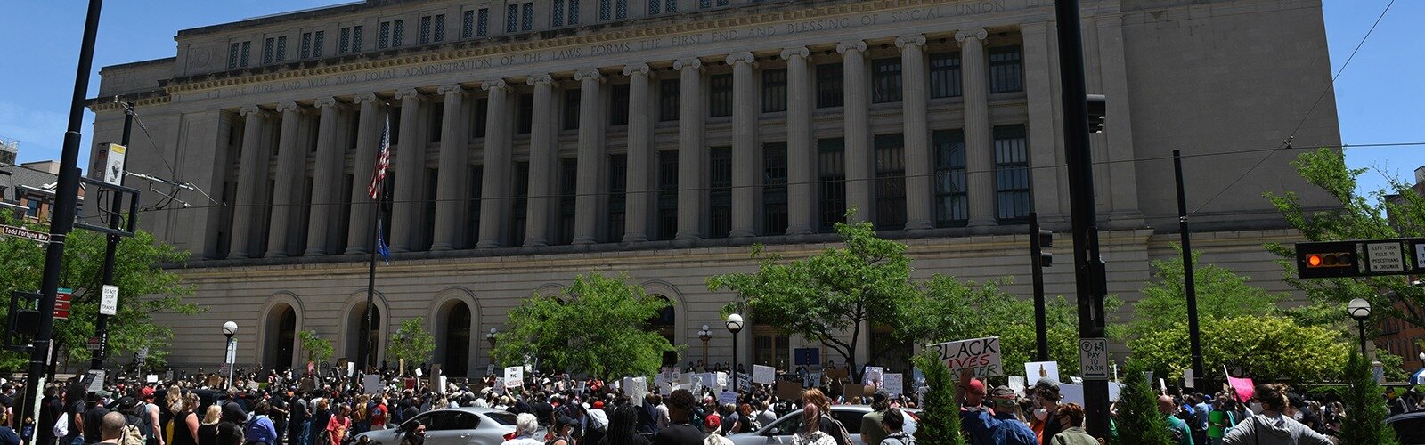 Thousands of people converged at the courthouse yesterday for a silent demonstration.