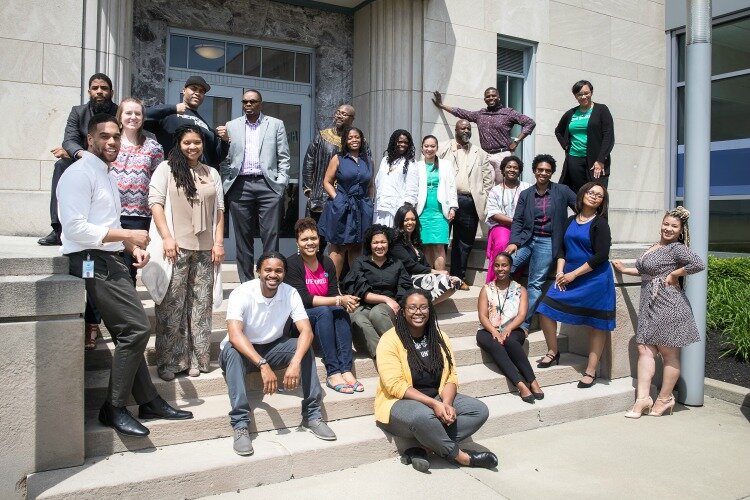 The first cohort of Champions of Change, along with guest speakers and facilitators from their first session.